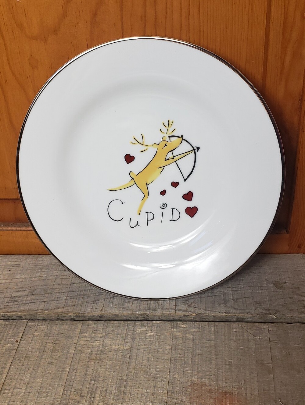 POTTERY BARN Reindeer CUPID 8.5" Salad Plate Christmas